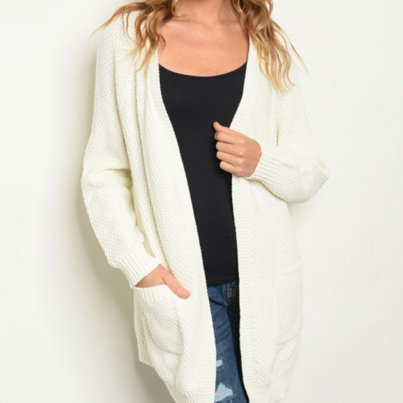 IVORY KNIT SWEATER CARDIGAN - Picture 2 of 8